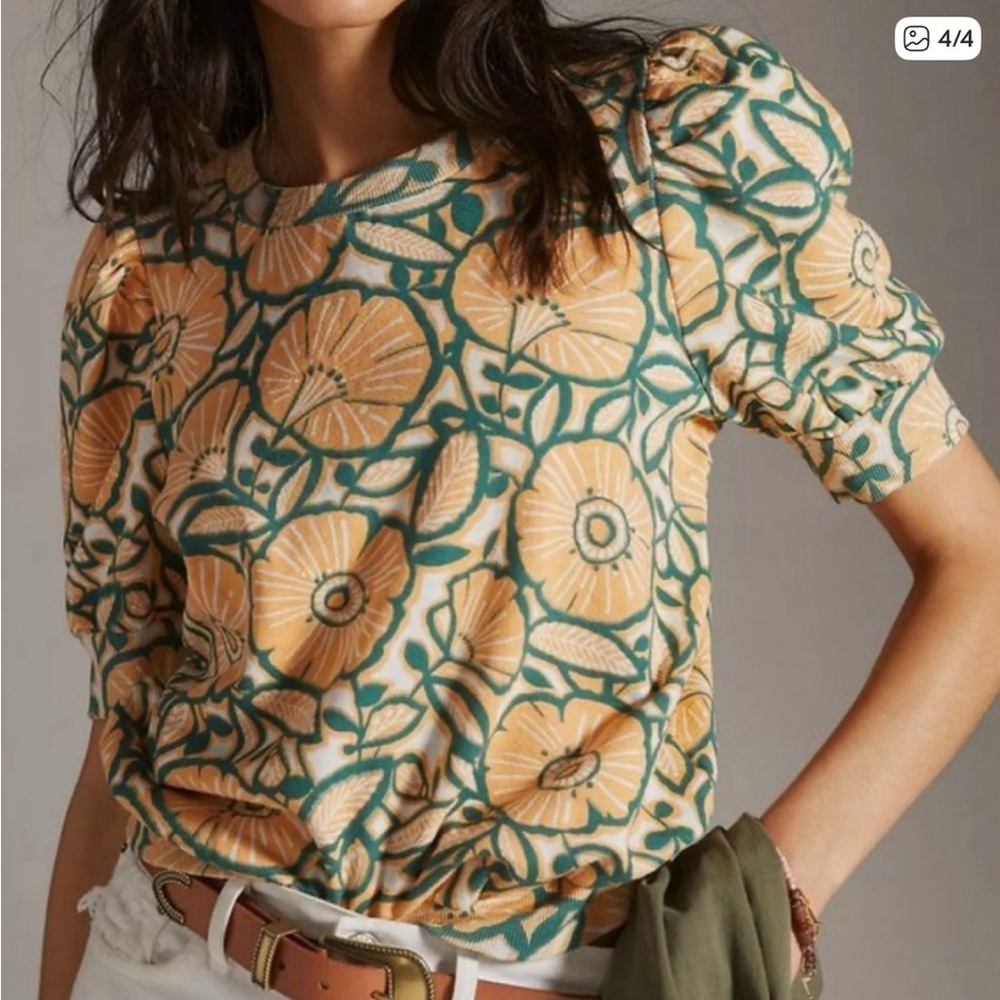 T.La Floral Terry Shirt from Anthropologie
